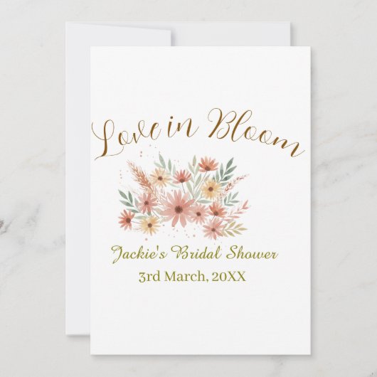 Orange boho love in Bloom bridal shower name retro 招待状 (正面)