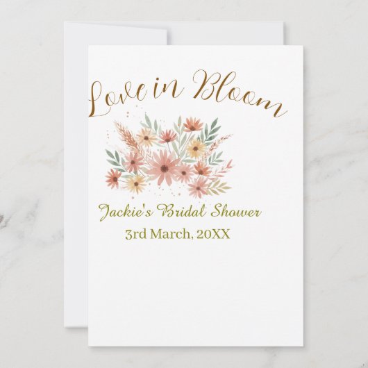 Orange boho love in Bloom bridal shower name retro 招待状 (裏面)