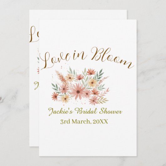 Orange boho love in Bloom bridal shower name retro 招待状 (正面/裏面)