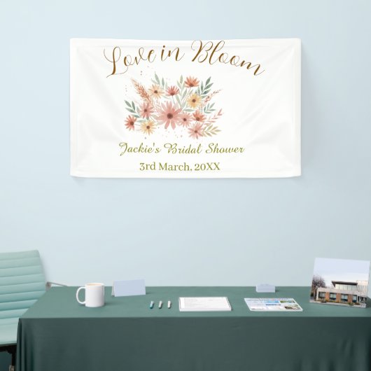 Orange boho love in Bloom bridal shower name retro 横断幕 (トレードショー)