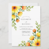 Orange Botanical Blossom Wedding 招待状 (正面)