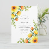Orange Botanical Blossom Wedding 招待状 (スタンド正面)