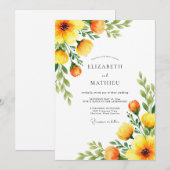 Orange Botanical Blossom Wedding 招待状 (正面/裏面)