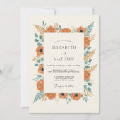Orange Botanical Rustic Wedding 招待状 (正面)