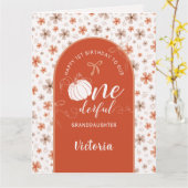 ORANGE BOW & ARCH FALL PUMPKIN FLOWERS BIRTHDAY カード (黄色い花)