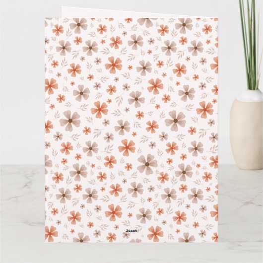 ORANGE BOW & ARCH FALL PUMPKIN FLOWERS BIRTHDAY カード (裏面)