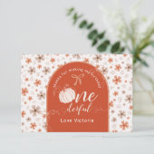 ORANGE BOW & ARCH FALL PUMPKIN FLOWERS BIRTHDAY サンキューカード (スタンド正面)