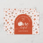 ORANGE BOW & ARCH FALL PUMPKIN FLOWERS BIRTHDAY サンキューカード (正面/裏面)