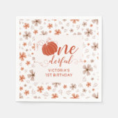 ORANGE BOW & ARCH FALL PUMPKIN FLOWERS BIRTHDAY スタンダードカクテルナプキン (正面)