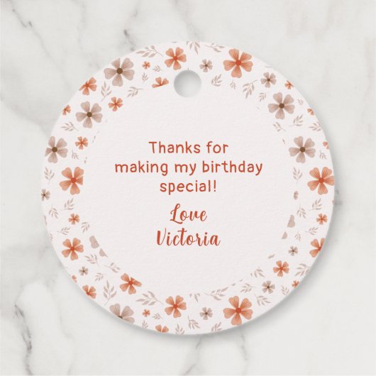 ORANGE BOW & ARCH FALL PUMPKIN FLOWERS BIRTHDAY フェイバータグ (裏面)