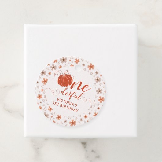 ORANGE BOW & ARCH FALL PUMPKIN FLOWERS BIRTHDAY フェイバータグ (インサイチュ)