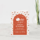 ORANGE BOW & ARCH FALL PUMPKIN FLOWERS BIRTHDAY 招待状 (正面)