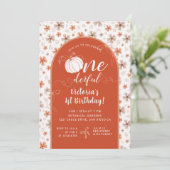 ORANGE BOW & ARCH FALL PUMPKIN FLOWERS BIRTHDAY 招待状 (スタンド正面)