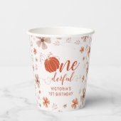 ORANGE BOW & ARCH FALL PUMPKIN FLOWERS BIRTHDAY 紙コップ (裏面)