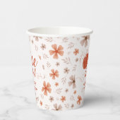 ORANGE BOW & ARCH FALL PUMPKIN FLOWERS BIRTHDAY 紙コップ (左)