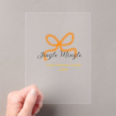 Orange bow jingle Mingle retro boho family namdate アクリル招待状 (インサイチュ (ポータブル))