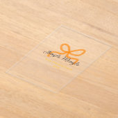 Orange bow jingle Mingle retro boho family namdate アクリル招待状 (レイダウン)