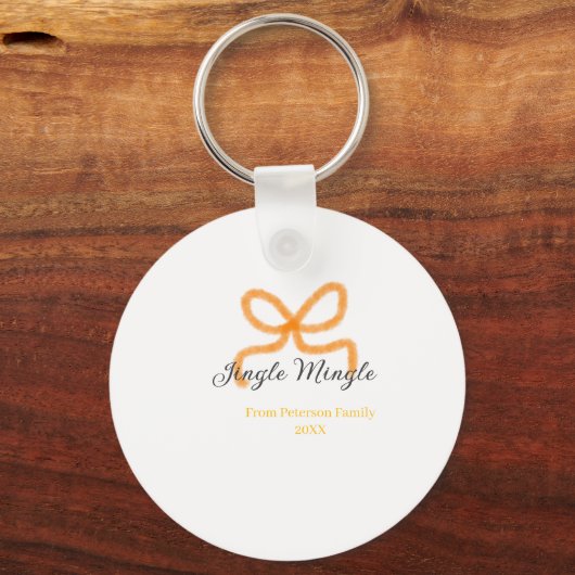 Orange bow jingle Mingle retro boho family namdate キーホルダー (裏面)