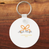Orange bow jingle Mingle retro boho family namdate キーホルダー (正面)