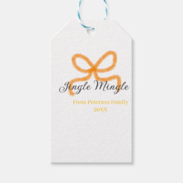 Orange bow jingle Mingle retro boho family namdate ギフトタグ