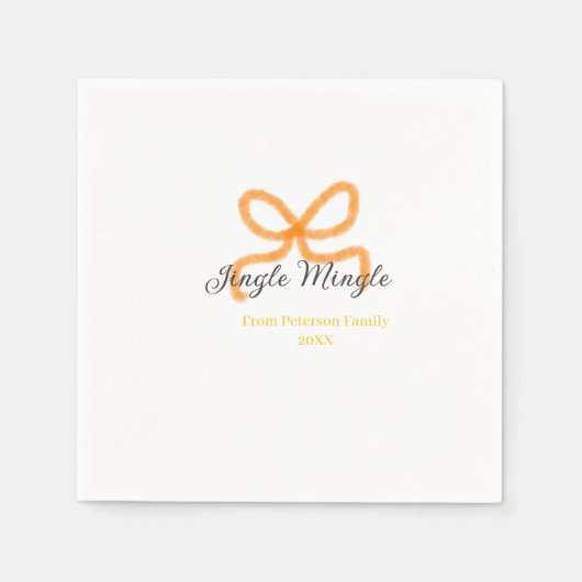 Orange bow jingle Mingle retro boho family namdate スタンダードカクテルナプキン (正面)
