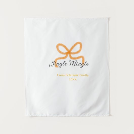 Orange bow jingle Mingle retro boho family namdate タペストリー (正面)