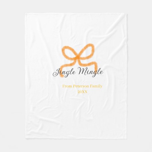 Orange bow jingle Mingle retro boho family namdate フリースブランケット (正面)