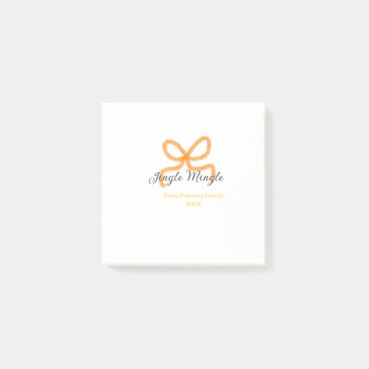 Orange bow jingle Mingle retro boho family namdate ポストイット (正面)