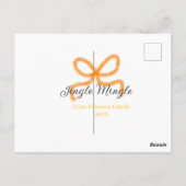 Orange bow jingle Mingle retro boho family namdate ポストカード (裏面)