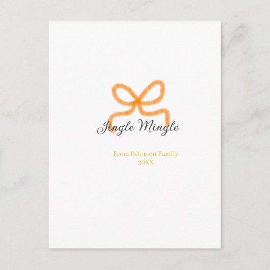 Orange bow jingle Mingle retro boho family namdate ポストカード (正面)