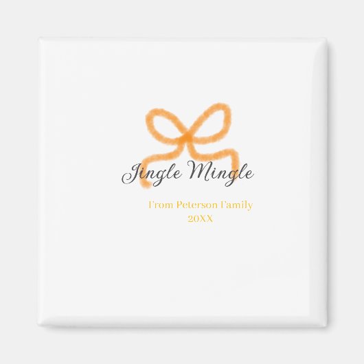 Orange bow jingle Mingle retro boho family namdate マグネット (正面)