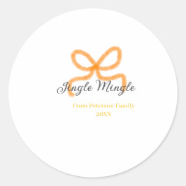 Orange bow jingle Mingle retro boho family namdate ラウンドシール