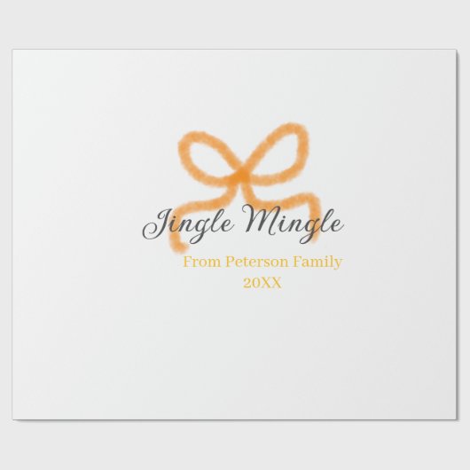 Orange bow jingle Mingle retro boho family namdate ラッピングペーパー (フラット)
