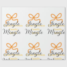 Orange bow jingle Mingle retro boho family namdate ラッピングペーパー
