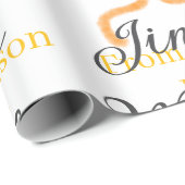 Orange bow jingle Mingle retro boho family namdate ラッピングペーパー (ロールコーナー)