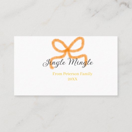 Orange bow jingle Mingle retro boho family namdate 名刺 (裏面)