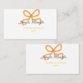 Orange bow jingle Mingle retro boho family namdate 名刺 (正面/裏面)