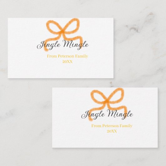 Orange bow jingle Mingle retro boho family namdate 名刺 (正面/裏面)