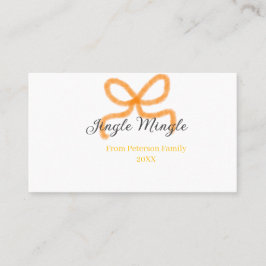 Orange bow jingle Mingle retro boho family namdate 名刺