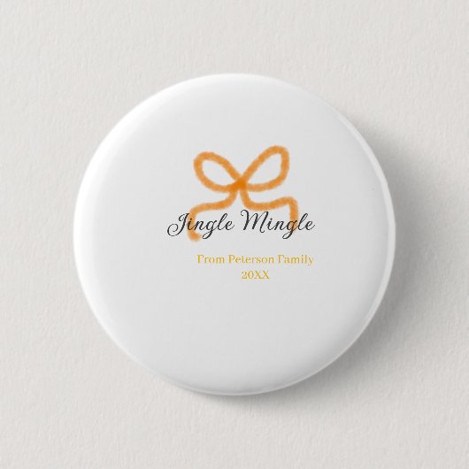 Orange bow jingle Mingle retro boho family namdate 缶バッジ (正面)