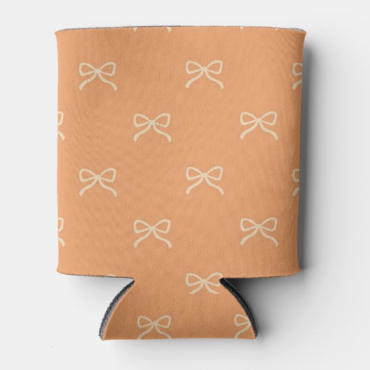 Orange Bow Pattern Pastel Modern Party Accessory 缶クーラー (正面)