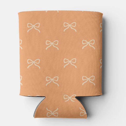 Orange Bow Pattern Pastel Modern Party Accessory 缶クーラー (裏面)