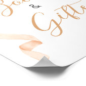 Orange Bow Pumpkin Baby Shower Books and Gift Sign ポスター (角)