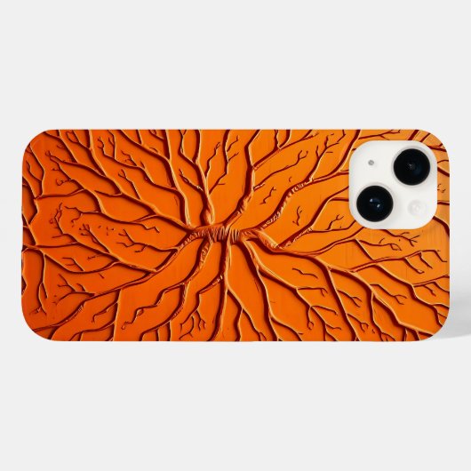 Orange Branching Texture iPhone Case Modern Art Case-Mate iPhoneケース (裏面 (横))