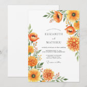 Orange Breathtaking Meadow Wedding 招待状 (正面/裏面)