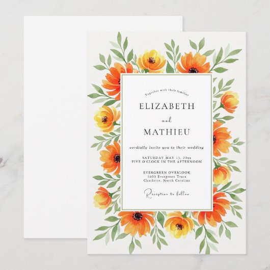 Orange Bright Summer Wedding 招待状 (正面/裏面)