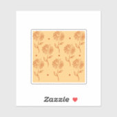 Orange Brown Flower Outline Pattern シール (シート)