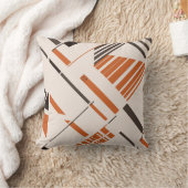 Orange Brown on Beige Diagonal Abstract MCM Look クッション (ブランケット)