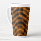 Orange Brown Plaid Checker Seamless Pattern カフェラテマグ (左アングル)