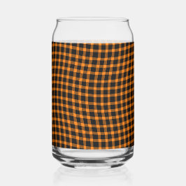 Orange Brown Plaid Checker Seamless Pattern ガラス缶